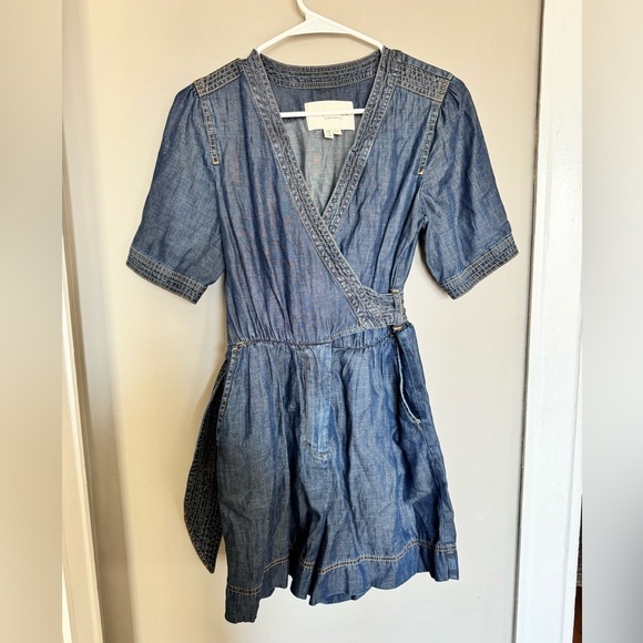 Pilcro Pants - Pilcro by Anthropologie Women’s Chambray Dark Blue Denim Romper Jumpsuit
